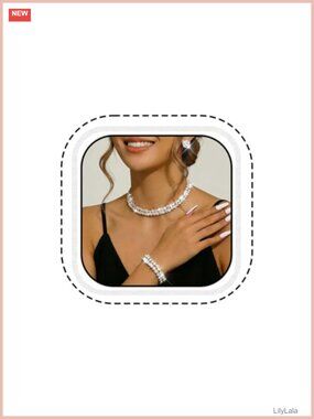 Rhinestone Necklace Earrings Bracelet Jewelry Set for Wedding Prom Bridal